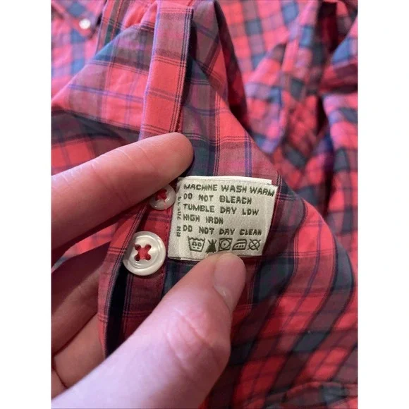 Orvis Men's Surfwashed Button Up Shirt Red Plaid 100% Cotton Size Large - Picture 5 of 8